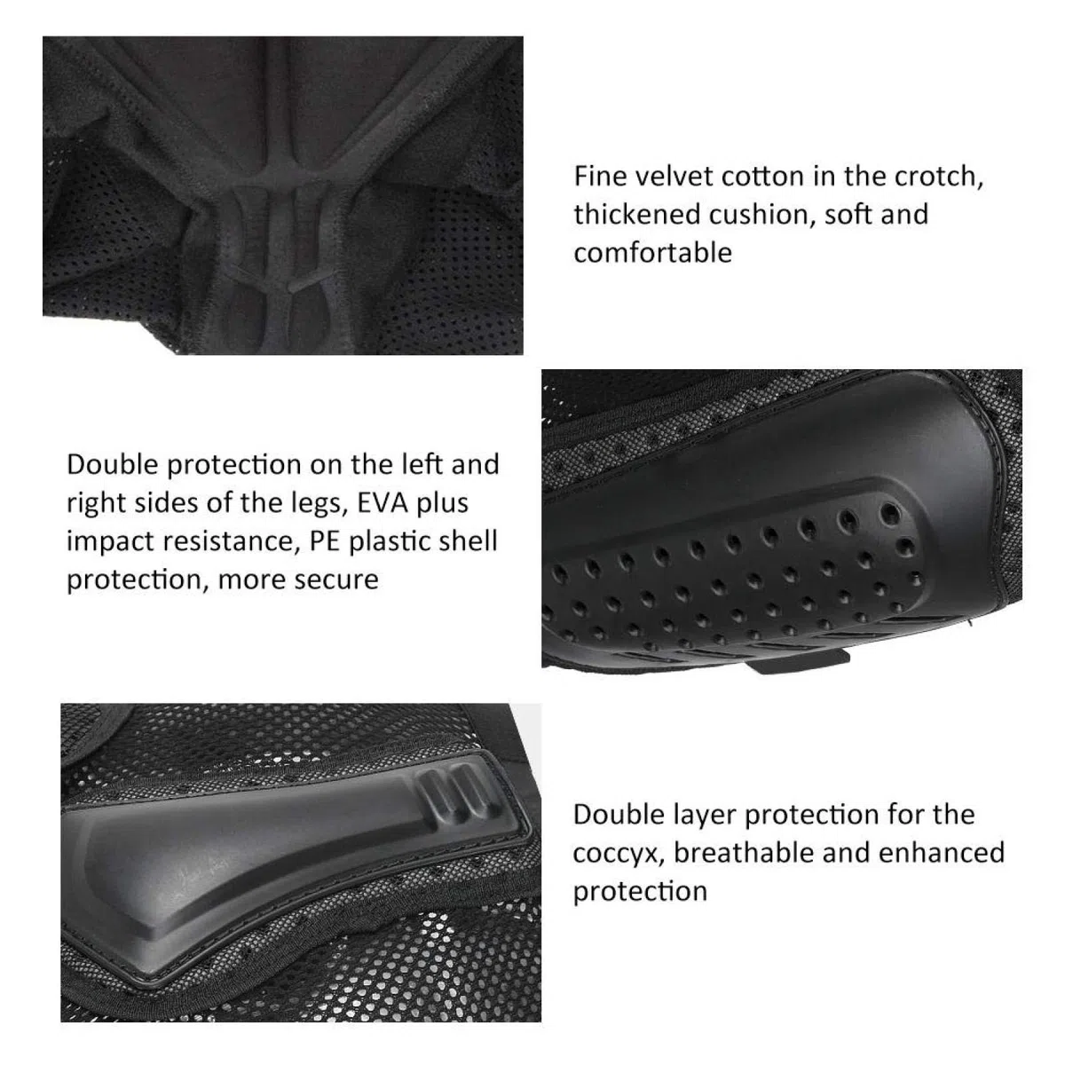 Pantalones Cortos de Ropa Interior para Ciclismo de Bicicleta, Pantalones Cortos Acolchados 3D, Protección para Cadera Y Trasero, Doble Protección para Cadera Protectora, Ciclismo de Coxis(Negro L)