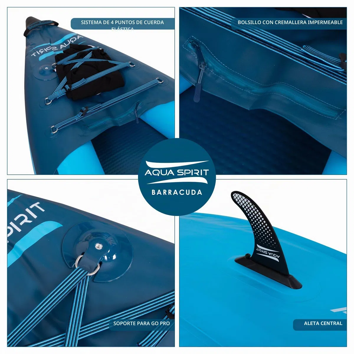 Aqua Spirit Tabla inflable de kayak | 10'12.7 cm/13'12.7 cm | Kit completo de kayak para 1 o 2 personas con remo, mochila, bomba de doble acción y más accesorios | Adultos principiantes/expertos