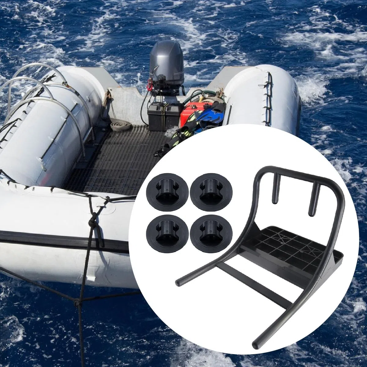 harayaa Kit de Montaje para Motor de Barco Soporte para Motor Fueraborda Accesorio para Bote Inflable Marino de Alta Resistencia