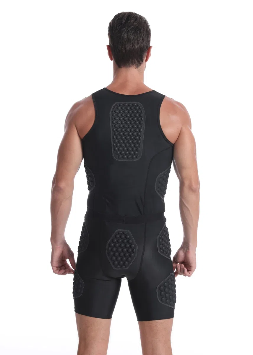 Topeter Camisetas acolchadas de fútbol con protector de costilla/pecho/espalda, camiseta interior de compresión protectora de baloncesto para hombre