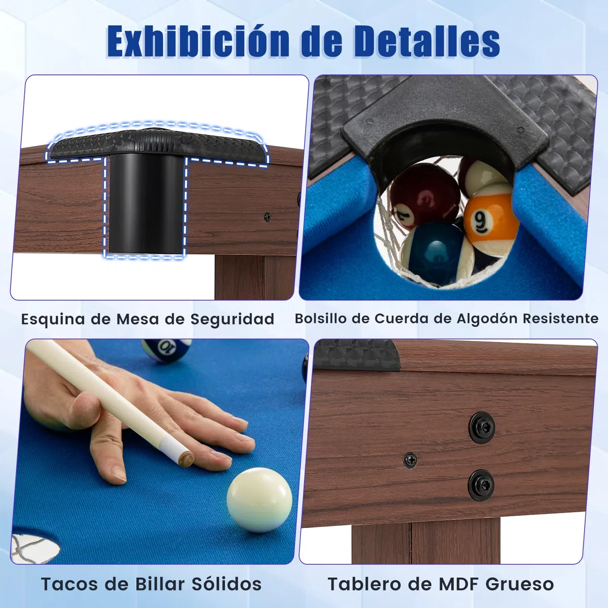 COSTWAY Mesa de Billar para Niños y Adultos, Mesa de Madera con Juego de Bolas, 2 Palos de Billar, 2 Tizas, Triángulo, Cepillo, para Sala Bar Gimnasio, 122 x 61 x 76 cm