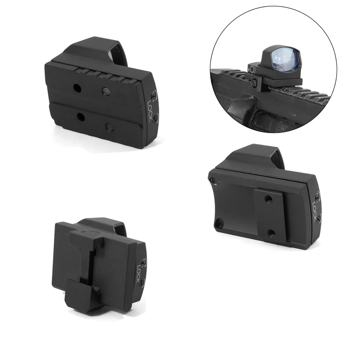 Objetivo táctico de 3,5 Moa Red Dot con Montaje Picatinib de 20 mm, Montaje Glock y Montaje Sig.