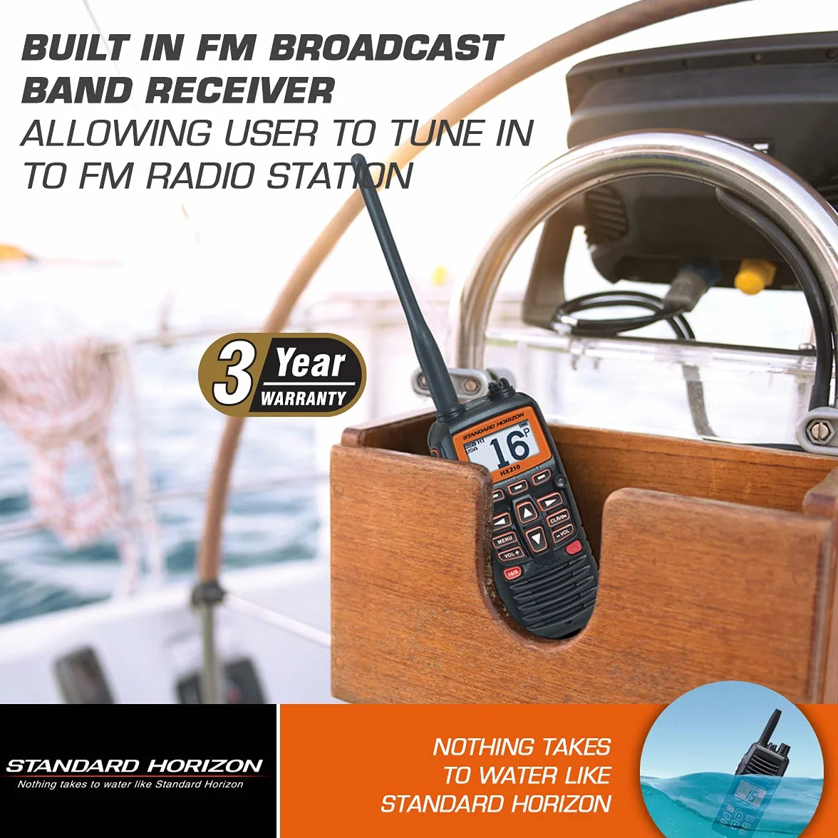 Standard Horizon HX210 Radio VHF de Mano, Color Negro