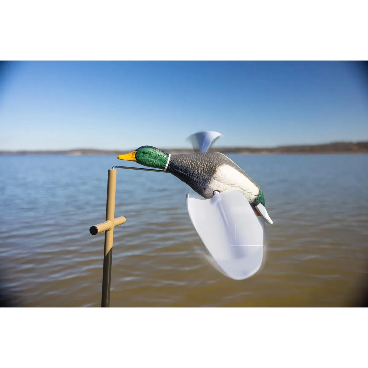 Higdon Outdoors Flasher Flyer Breeze - Señuelo de pato Mallard Drake Motion con alas giratorias activadas por el viento para caza de aves acuáticas, diseño ultraligero que imita el movimiento silbante