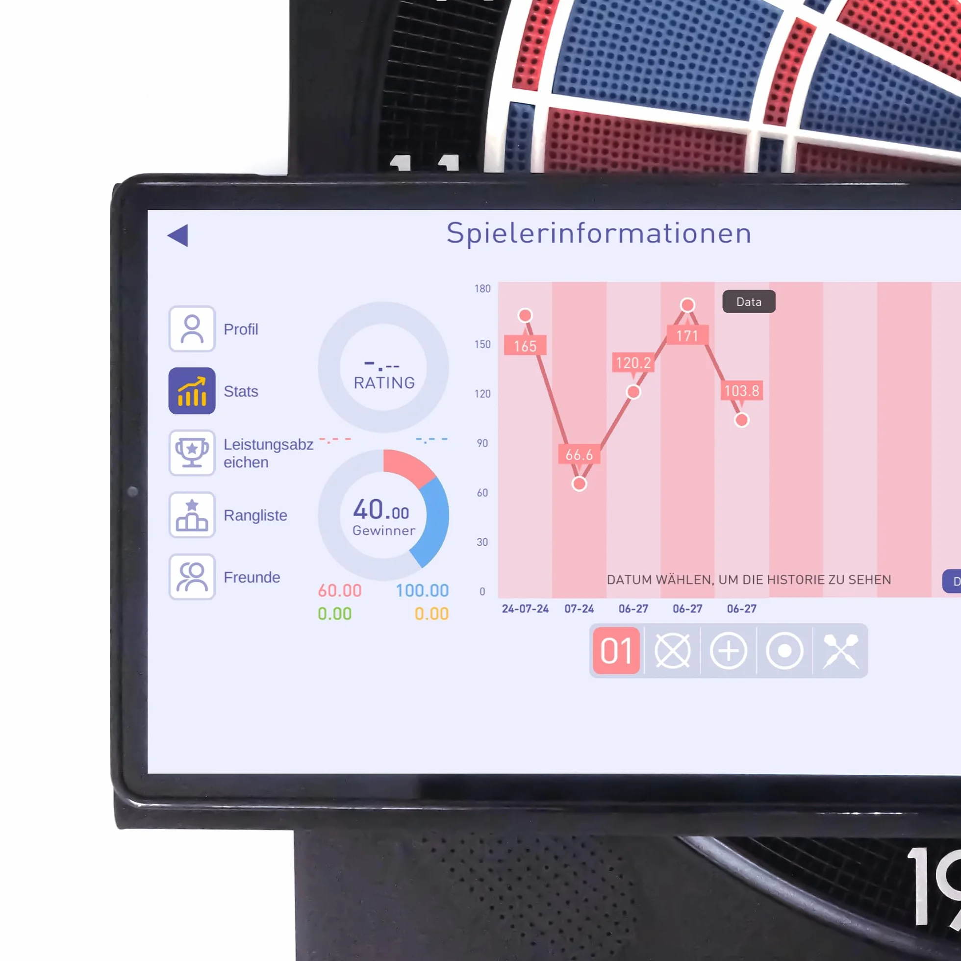 Karella CB-Smart Diana electrónica de dardos, función Bluetooth en línea, 37 juegos, dimensiones exactas del torneo, espaciado doble/triple 2 agujeros