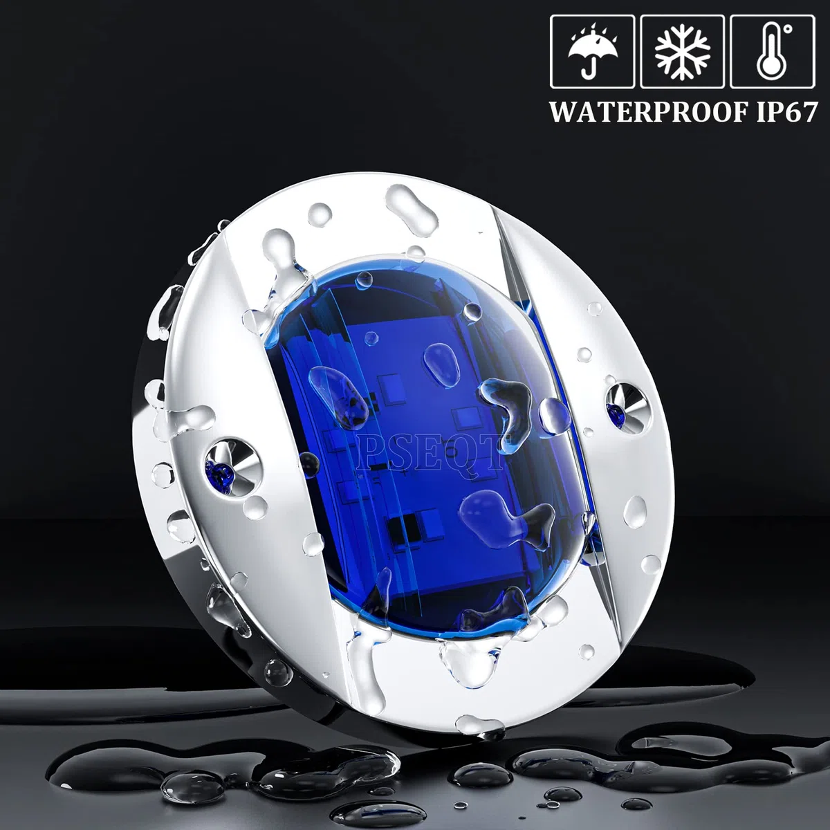 PSEQT 4 luces LED azul marino de 3 pulgadas para cubierta de barco de cortesía y popa, luces de ancla de popa, impermeables, 12 V, luces de pontón de pesca nocturna con lente azul