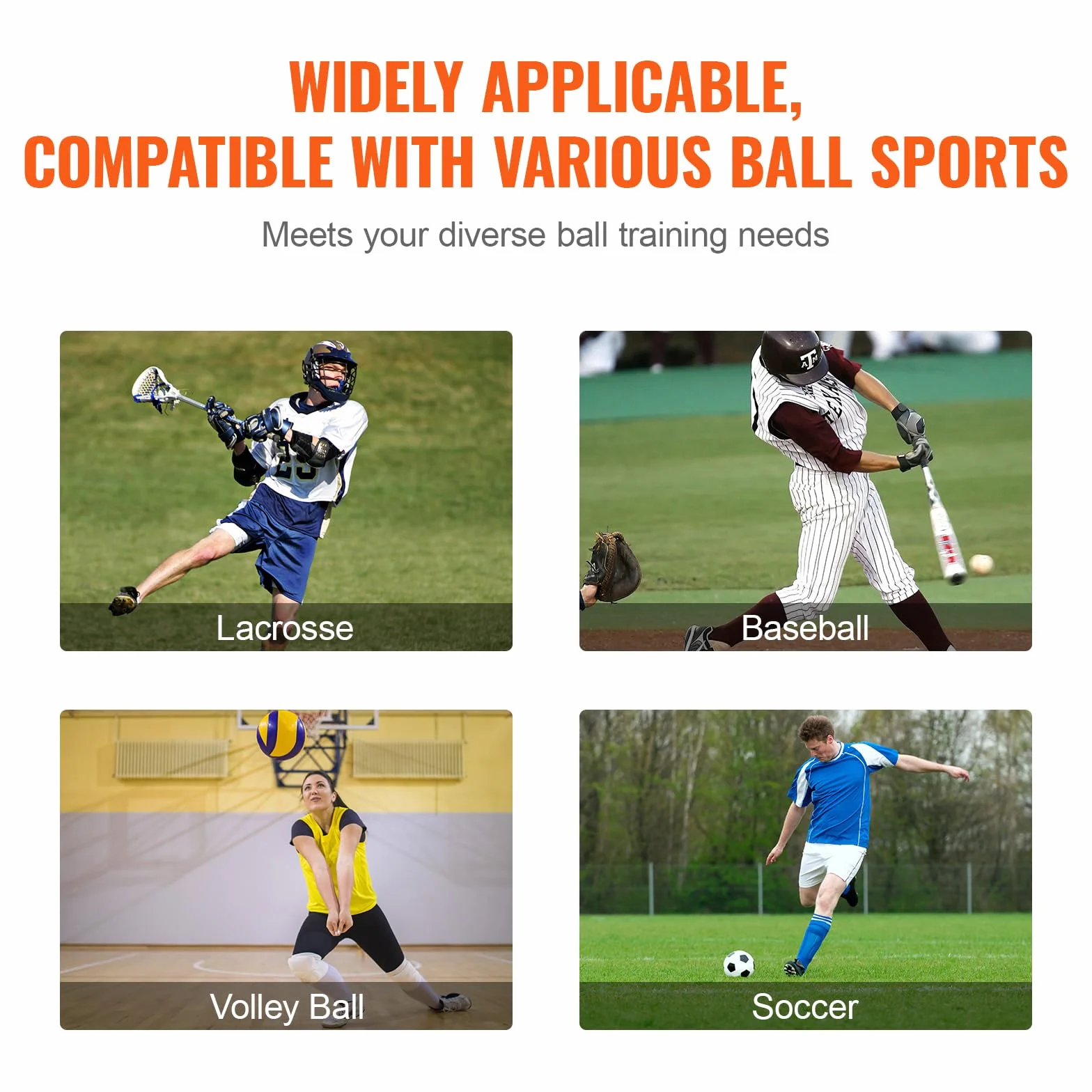 VEVOR Lacrosse Rebotador para patio trasero, red de rebote de voleibol, pantalla de entrenamiento de retorno de béisbol, softball, ángulo ajustable, pared de entrenamiento de práctica de tiro con
