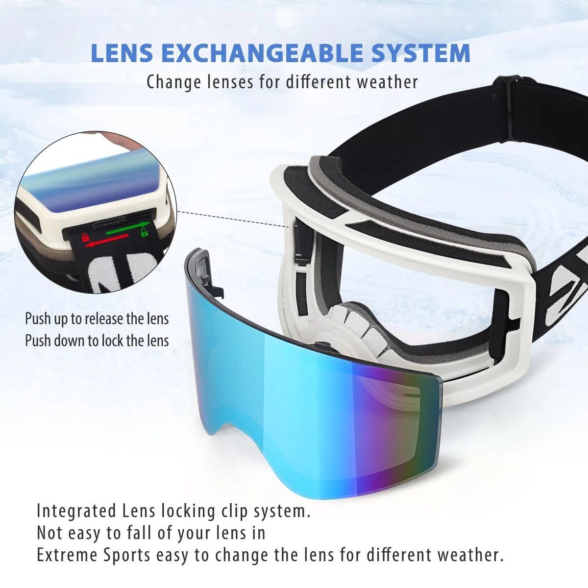 EXP VISION Ski Goggles Gafas de esquí Unisex, para hombre y mujer (Pack de 1)