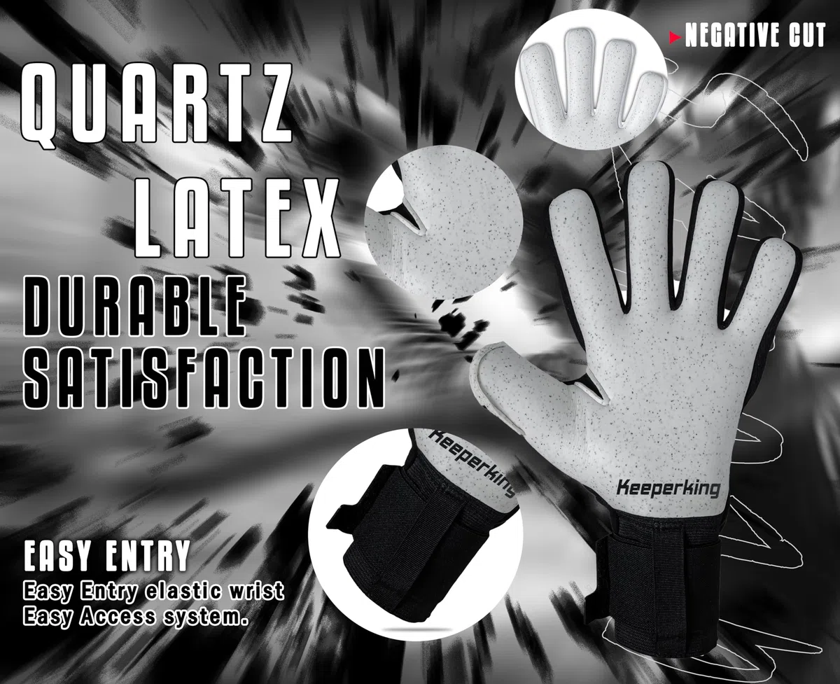 Keeperking Guantes Profesionales de Portero de fútbol para niños, jóvenes, Adultos, Hombres, Guantes de Portero de fútbol, protección de Palma de látex Giga de 4 mm, muñeca elástica Doble con Corte