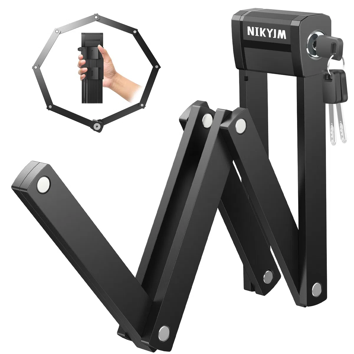 Candado Plegable Para Bicicleta, 130 cm 8 Nudos Antirrobo Con Marco y Accesorios - Robusto Para Bici de Carretera y Patinete