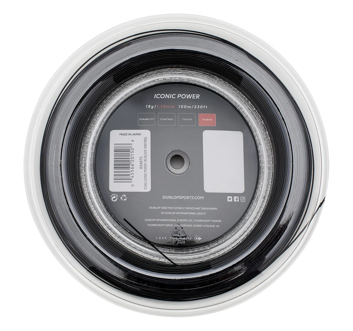 Dunlop Cuerda icónica de Power Squash, Carrete 18 g/1.10 mm, 100 m