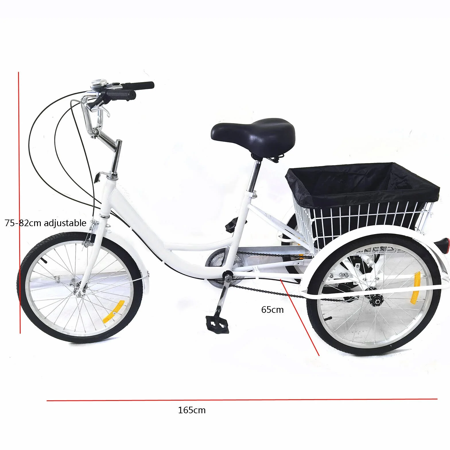 Triciclo de 20 pulgadas, bicicleta de ciudad para adultos, 8 velocidades, 3 ruedas, con campana de advertencia y cesta, para personas mayores, para altura de 5,09 – 5,58 pies