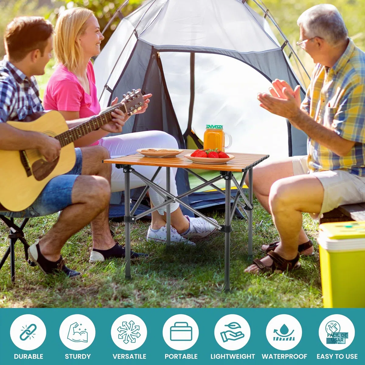BELLE VOUS (5 Piezas Set de Mesa Plegable con Sillas Negras - Pack de Silla Plegable y Portátil para Usar en Exteriores e Interiores - para Pícnic, BBQs, Patio en el Jardín y Viajes