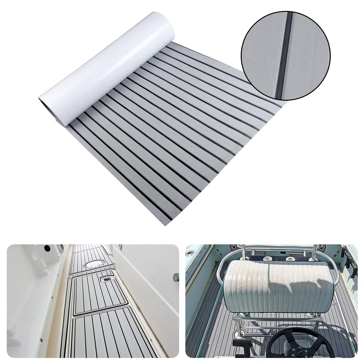 Cubierta de Teca de Espuma EVA para Barcos, Flexible de Bricolaje Alfombra Autoadhesiva Antideslizante para Yates Decoración de Suelos de Teca para Barcos,Marina,Yates (Gris)