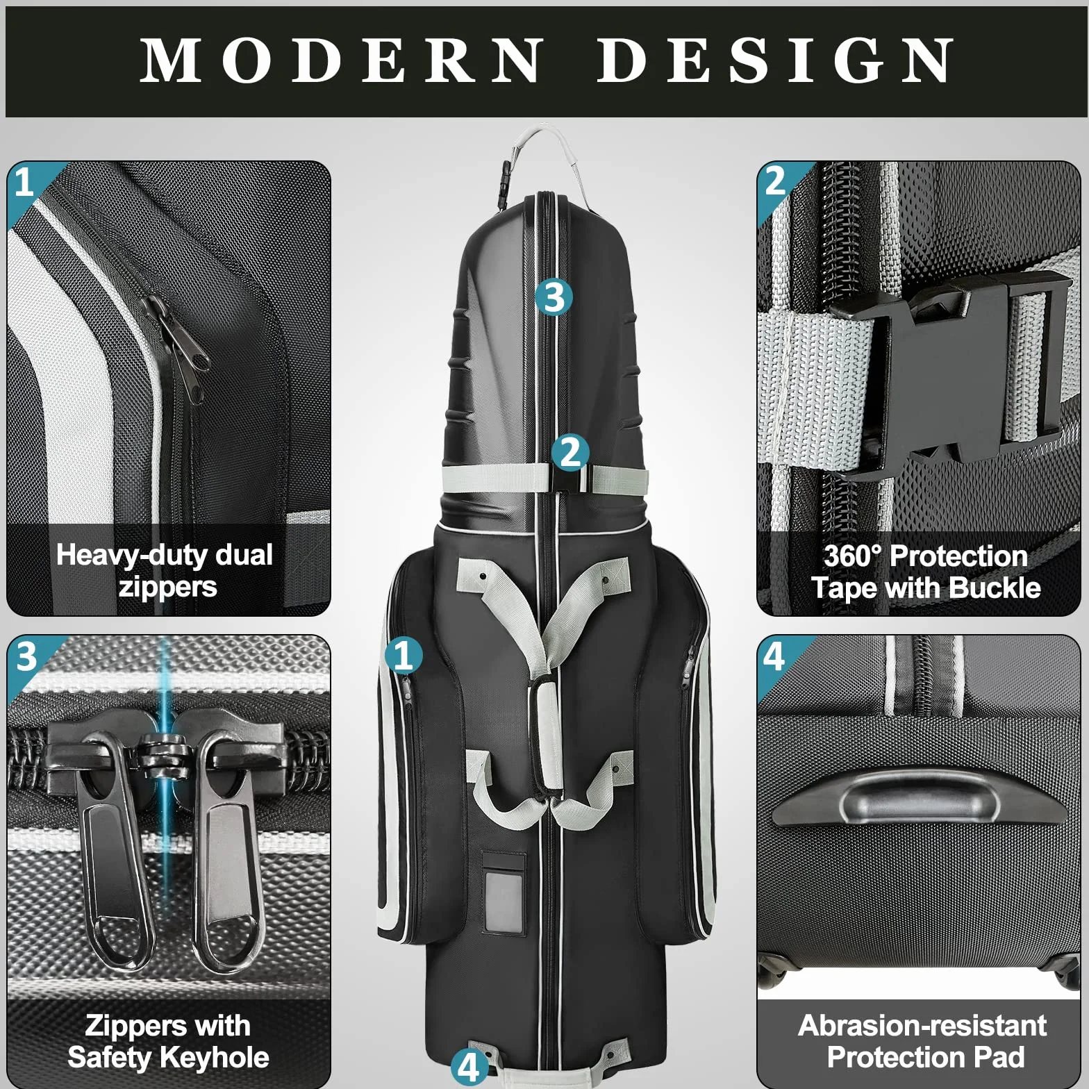 yamato Bolsa de Viaje de Golf con Carcasa Dura ABS Cubierta de Viaje de Golf para Palos de Golf, Equipaje para aerolíneas con Ruedas, Gran Regalo de Golf para golfistas