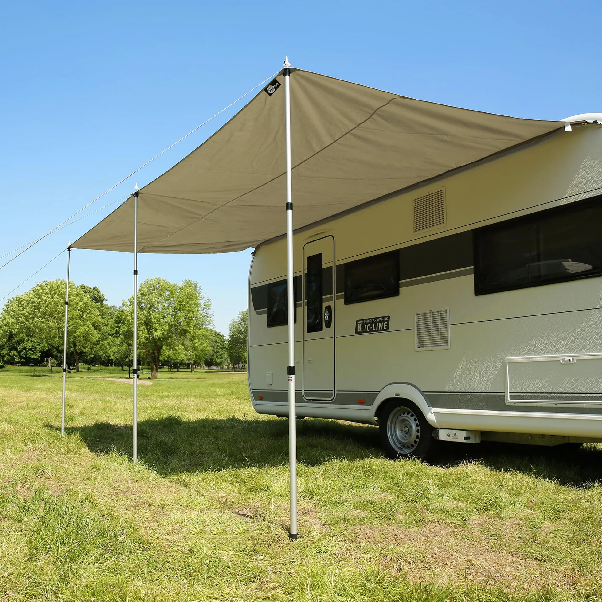 your GEAR Caravan Cotton Tarp TC 400 x 240 - Toldo para caravana (incluye barras, toldo de algodón)