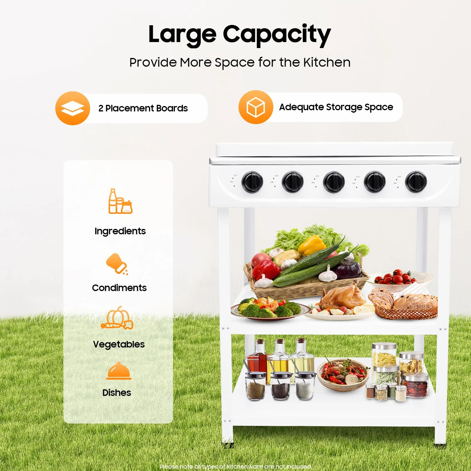 Hornillo de camping de 5 quemadores de 2,5 kW con tapa y 2 estantes, encendido manual, cocina de gas natural independiente para camping, autocaravana, exterior, viajes, pesca