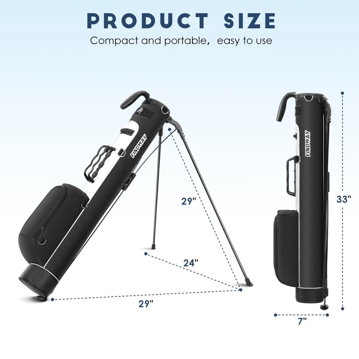 Findway Bolsa de Transporte de Golf con Correas Ajustables para el Hombro, Divisor de 2 vías, 2 Bolsillos, Bolsa de Transporte Ligera para Hombres y Mujeres