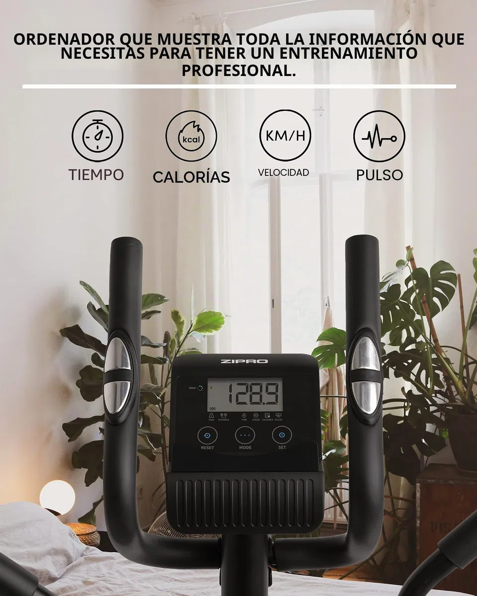 Zipro Elíptica Burn, Resistencia de hasta 120 kg, Ideal para el hogar, Equipo de Entrenamiento Cardiovascular, máquinas de Ejercicio, Entrenador doméstico, 8 Niveles de Resistencia