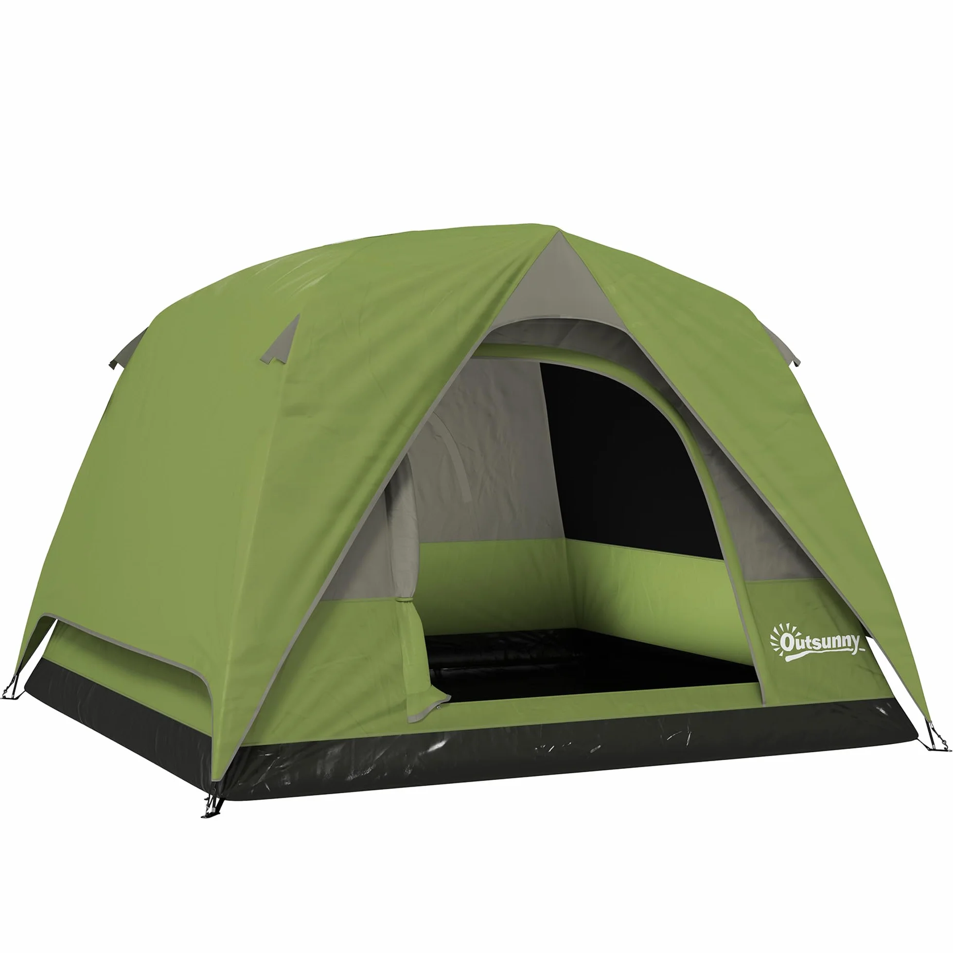 Outsunny Tienda de Campaña para 2-4 Personas Tienda de Camping Plegable con Puerta Ventanas de Malla Bolsillo Gancho y Bolsa de Transporte Impermeable Fácil Instalación para Senderismo