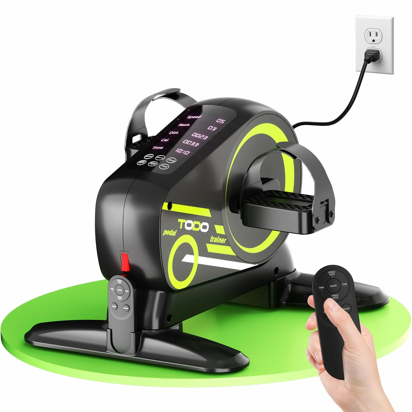 TODO Pedales Estaticos Personas Mayores, Mini Bicicleta con 12 Velocidades y 6 Resistencias, Pedaleador Electrico para Pierna Entrenamiento, Pantalla LCD y Correa para el Pie, Modo Automático & Manual