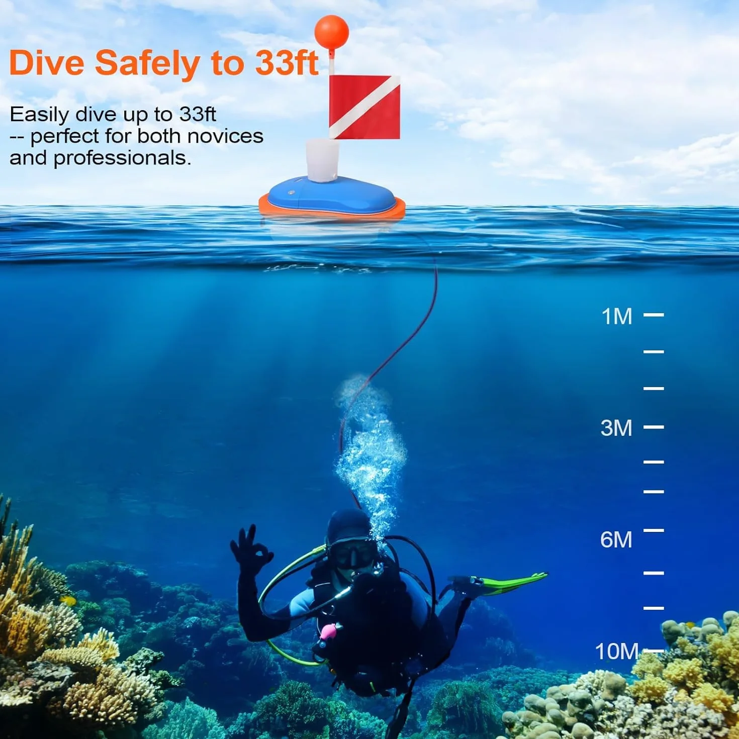 Sistema de Buceo Recargable a Batería, Ventilador de Buceo 5,5 h con Manguera de 10 m y Regulador, Sistema de Buceo Sin Tanque para Buceo Recreativo