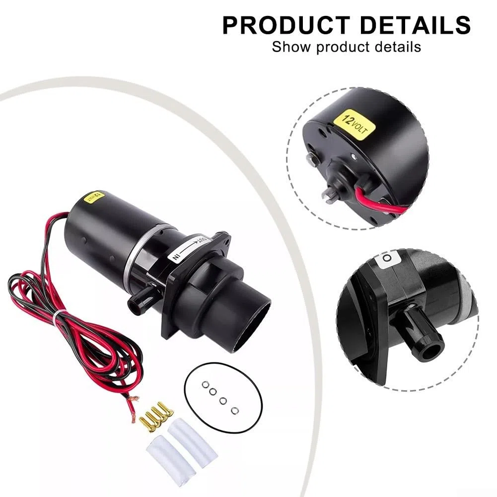 Motor eléctrico de bomba de inodoro de 12 V, para Jabsco 37010 Series Marine Macerator Pump Motor Set con solo botón de descarga negro
