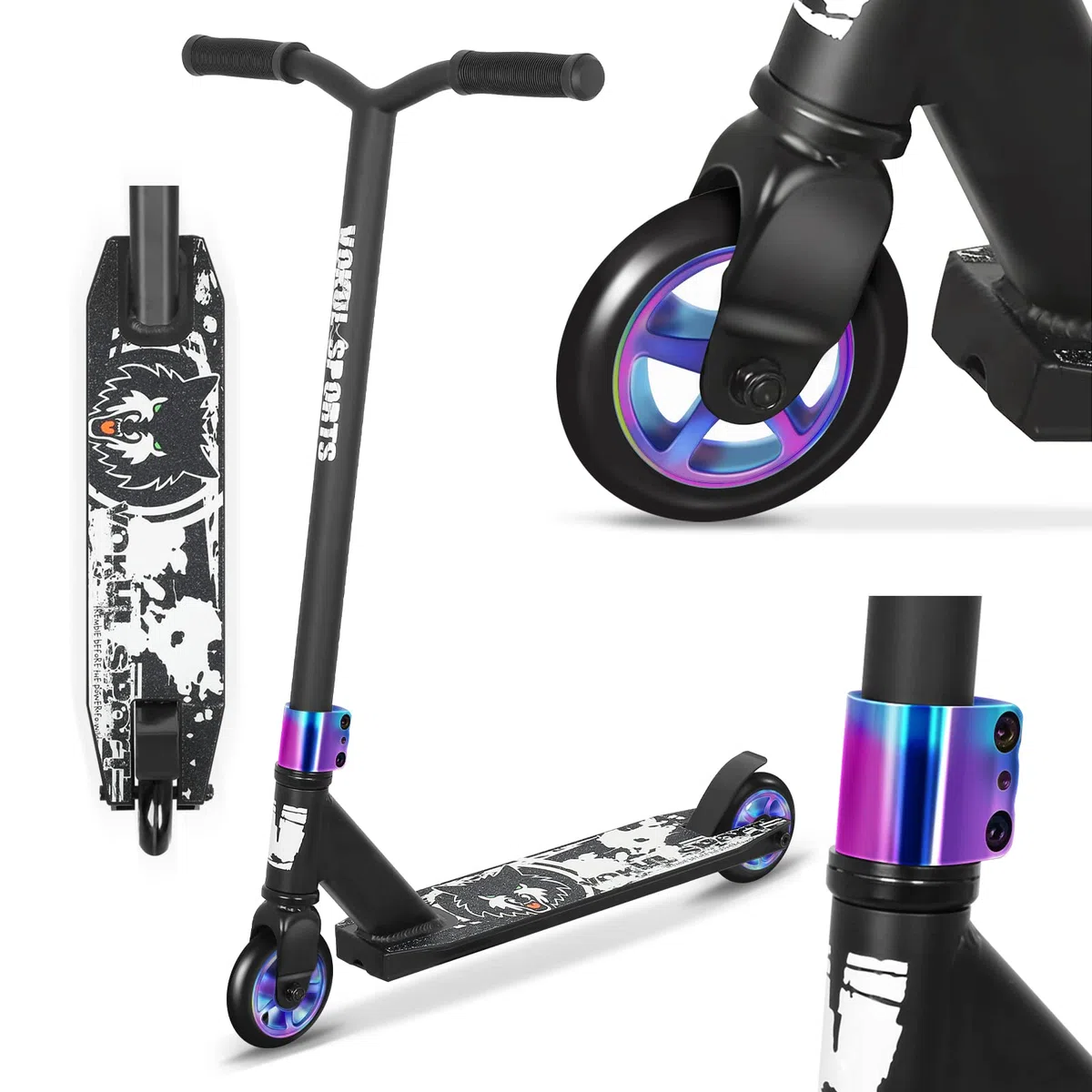 Stunt Scooter Pro Trick Scooters for Kids & Teenagers Age 6+ Boys Girls, Kick Freestyle Beginner Scooter 360 Spin Handlebar, Robust Aluminum Frame 100mm Smooth Wheels