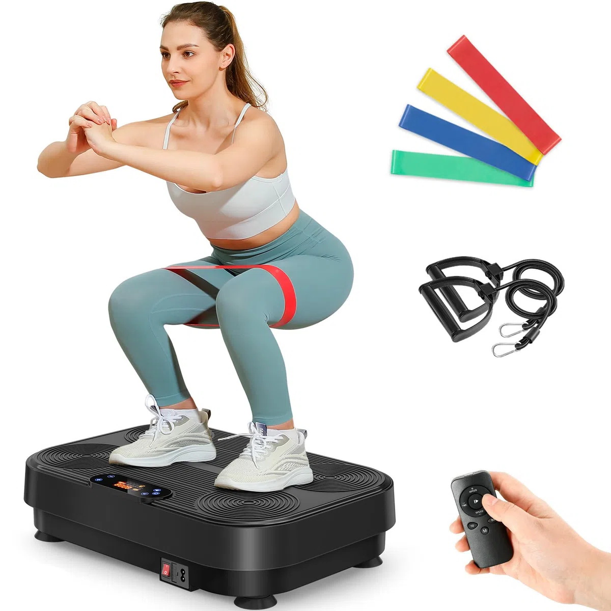 THERUN Plataforma Vibratoria para Casa, Plataforma Vibración Muscular con 99 Niveles de Intensidad y 5 Programas Preestablecidos, Entrenamiento de Cuerpo Completo y Tonificación Muscular