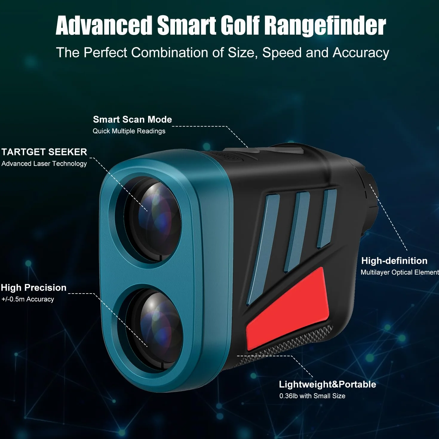 Telémetro de Golf 600m/656yd,DT600 Telémetro Laser de Aumento de 6x22 mm, con Range/Speed/Scanning Model, Carga USB, Bolsa de Protectora, para Golf, Caza, Senderismo, Apagado automático