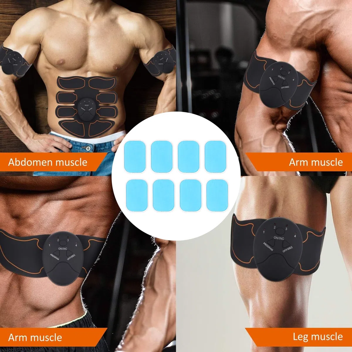 60 Piezas Almohadilla de Gel EMS Gel Pads Electroestimulador Almohadillas de Gel para Electroestimulador Muscular Entrenamiento Abdominal 65 x 45 mm
