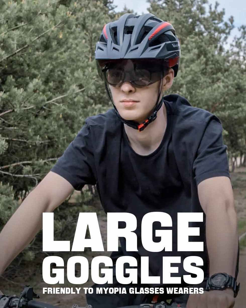VICTGOAL Casco Bicicleta Adulto con Luz LED Casco de Ciclismo Ajustable MTB Casco Bicicleta de Montaña Casco de Ciclismo para Adulto Hombres Mujeres