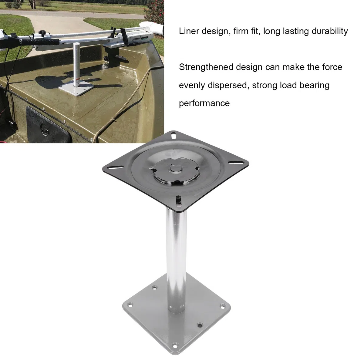Keenso Soporte para Asiento de Barco, Kit de Montaje de Base de Pedestal para Asiento de Barco, Placa Base Marina con Conector de Poste de Pasador de 3/4 de Pulgada, Aleación de