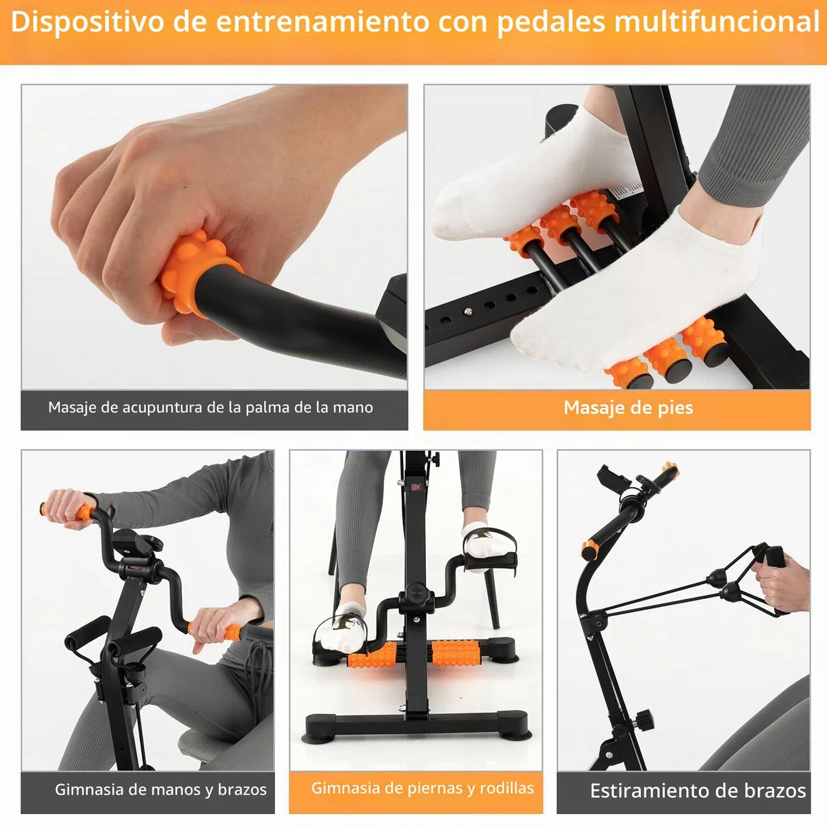GOPLUS Pedales Estaticos para Personas Mayores, Entrenamiento de Brazos y Piernas con Pantalla LCD, Ergómetro, Altura y Longitud Ajustable con Masaje, 45 x 43-53 x 87-100 cm