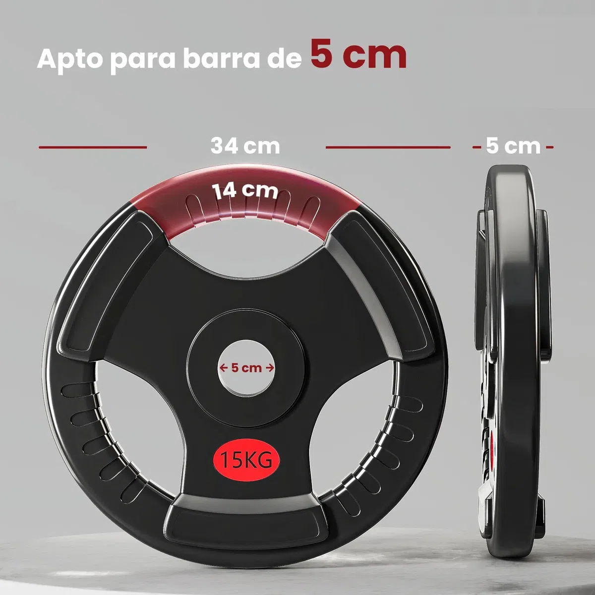 Disco de Pesa olímpica 20.00KG Hierro fundida con Revestimiento de Caucho Marca Fit-Force