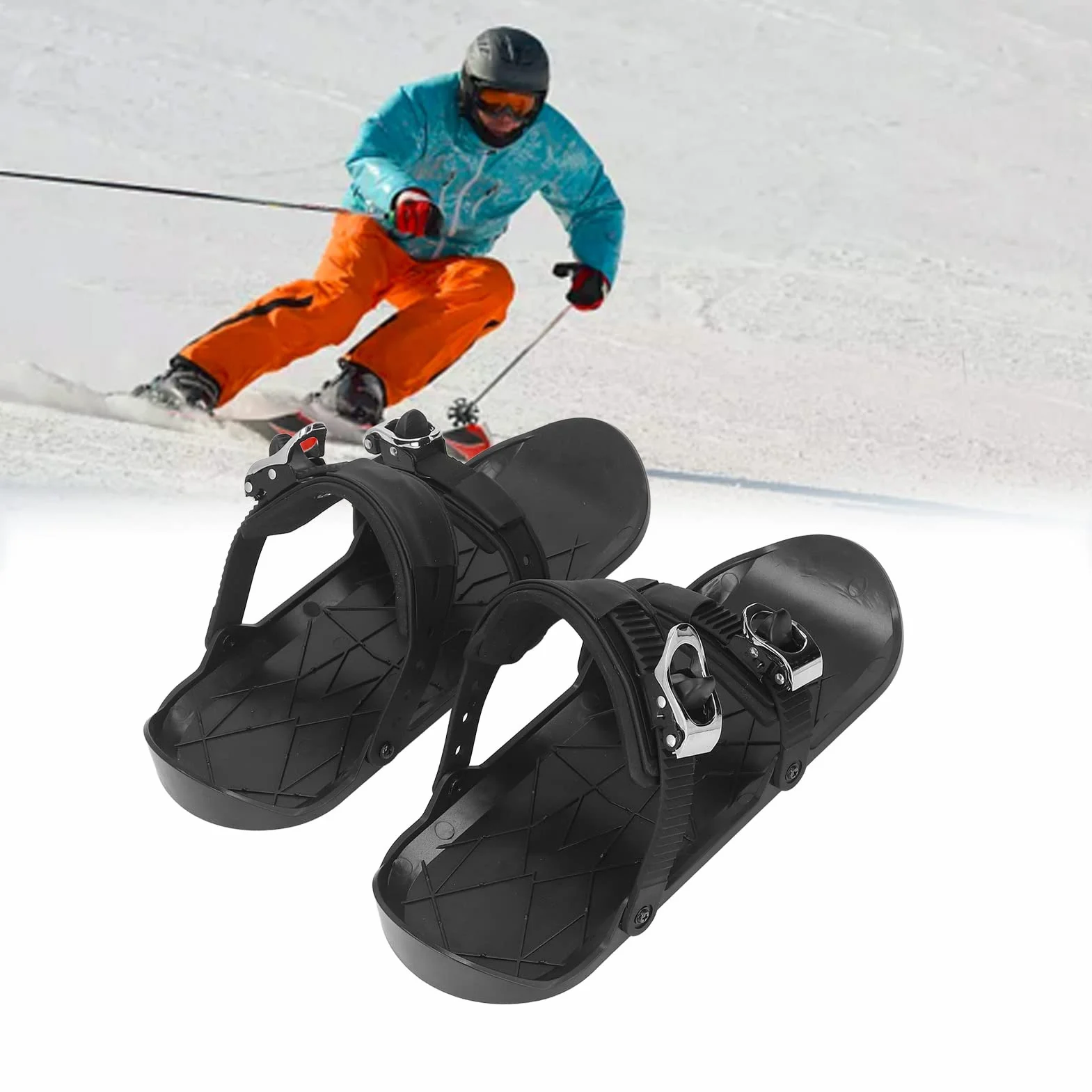Mini Esquís Portátiles para Adultos y Principiantes Esquís de Nieve Compactos Fáciles de Controlar Ideal para Aprender a Esquiar en Nieve Ligera Talla Única Negro