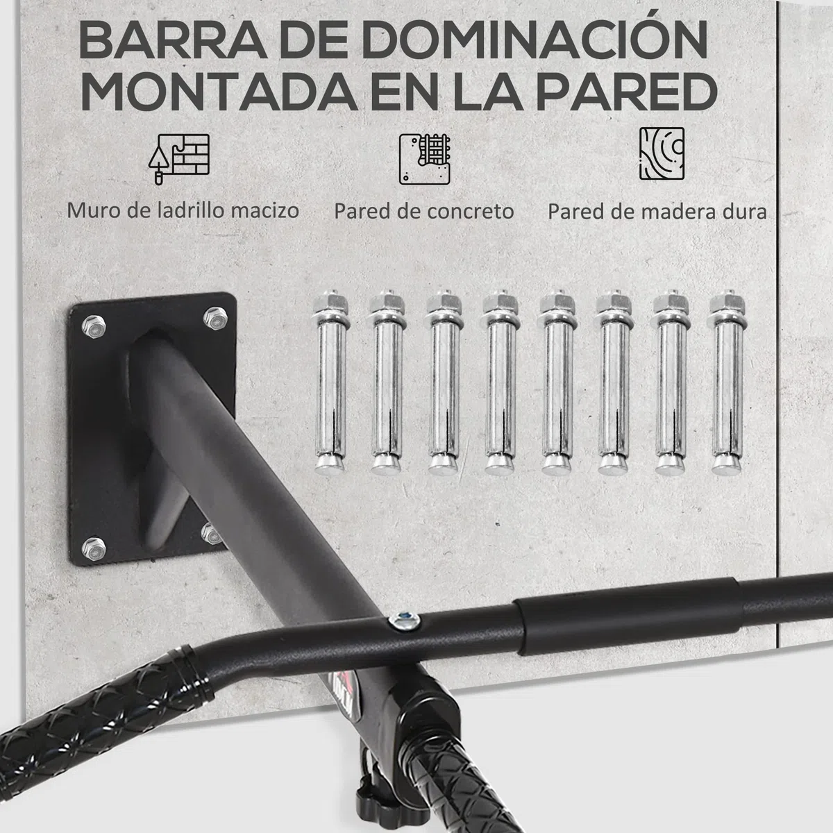 HOMCOM Barras de Dominadas para Pared Colgador de Saco de Boxeo 2 en 1 Entrenamiento Muscular Pull Up para Casa Carga Máxima 150 kg Negro