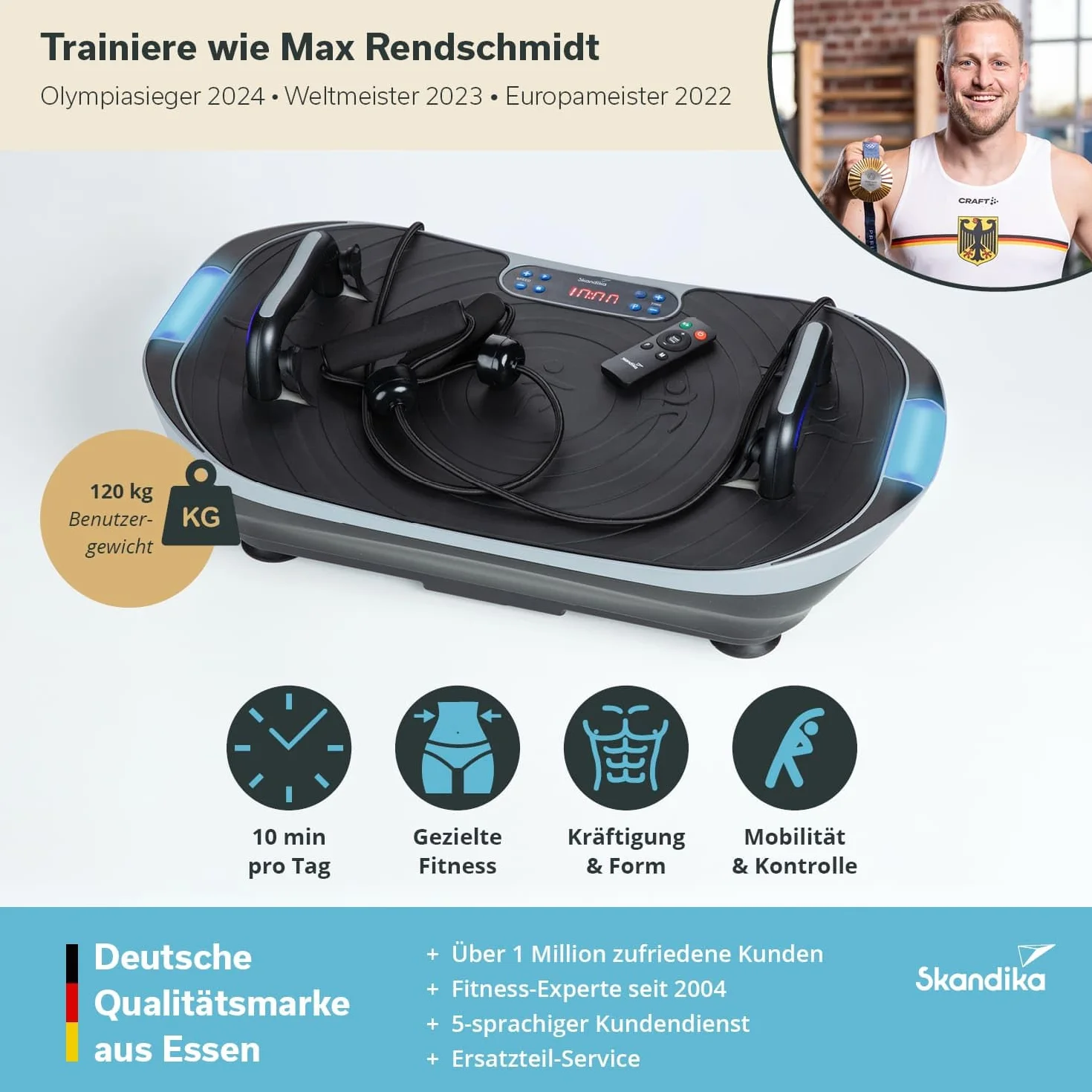 Skandika V2 | Plataforma vibratoria, Asas y Bandas de Entrenamiento, vibración oscilante, diseño Curvo, Motor silencioso, 99 Niveles, Pantalla LCD