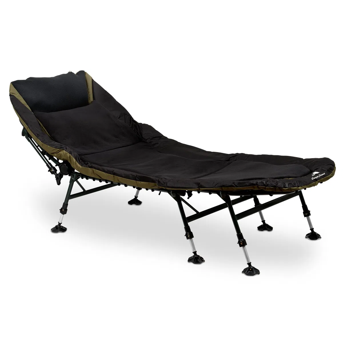 CampFeuer Tumbona de carpa XXL 210 x 85 x 45 – 60 cm, altura ajustable y estable con 8 patas, cama de campamento, cama de campo, cama de campo, cama de campo, cómoda acolchada