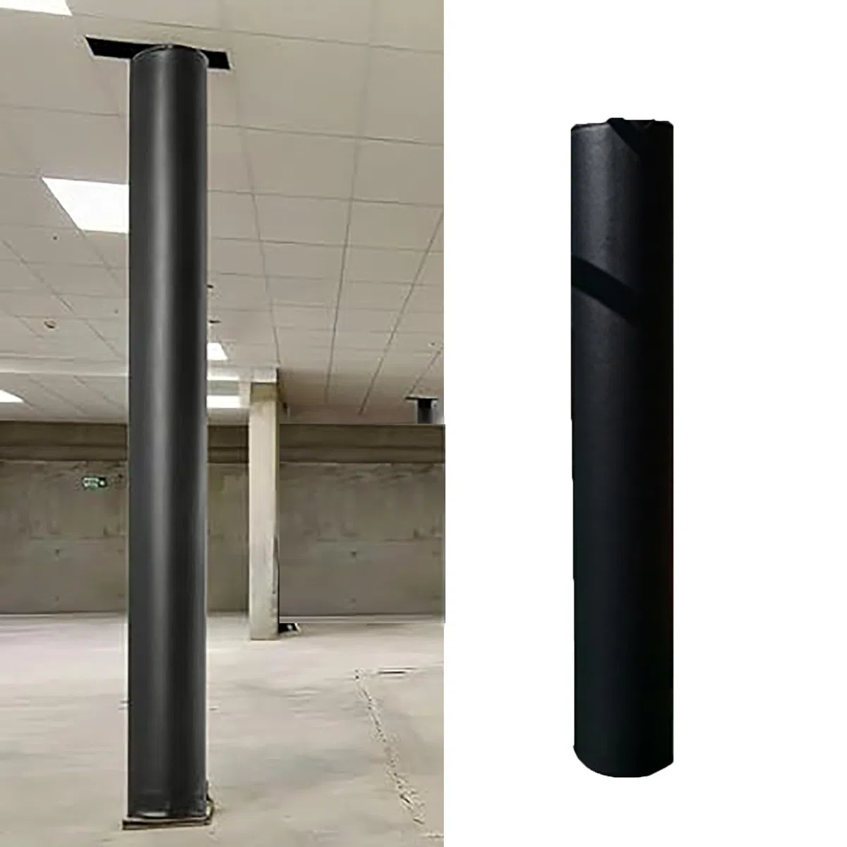 Cubierta acolchada para poste de interior para poste redondo, protector de aro de baloncesto, cubierta de espuma negra para pilar de garaje, soporte de metal al aire libre