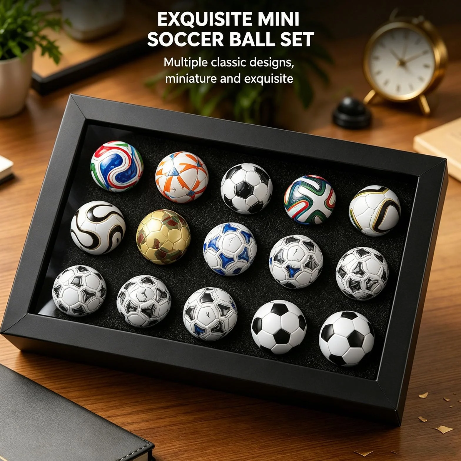 Genérico Colección de Mini Balones de Fútbol, ​​Colección de Balones de Fútbol Artesanales 1970-2026, Figuras, Réplicas de Torneos Coleccionables, Regalo Ideal para Aficionados al Fútbol