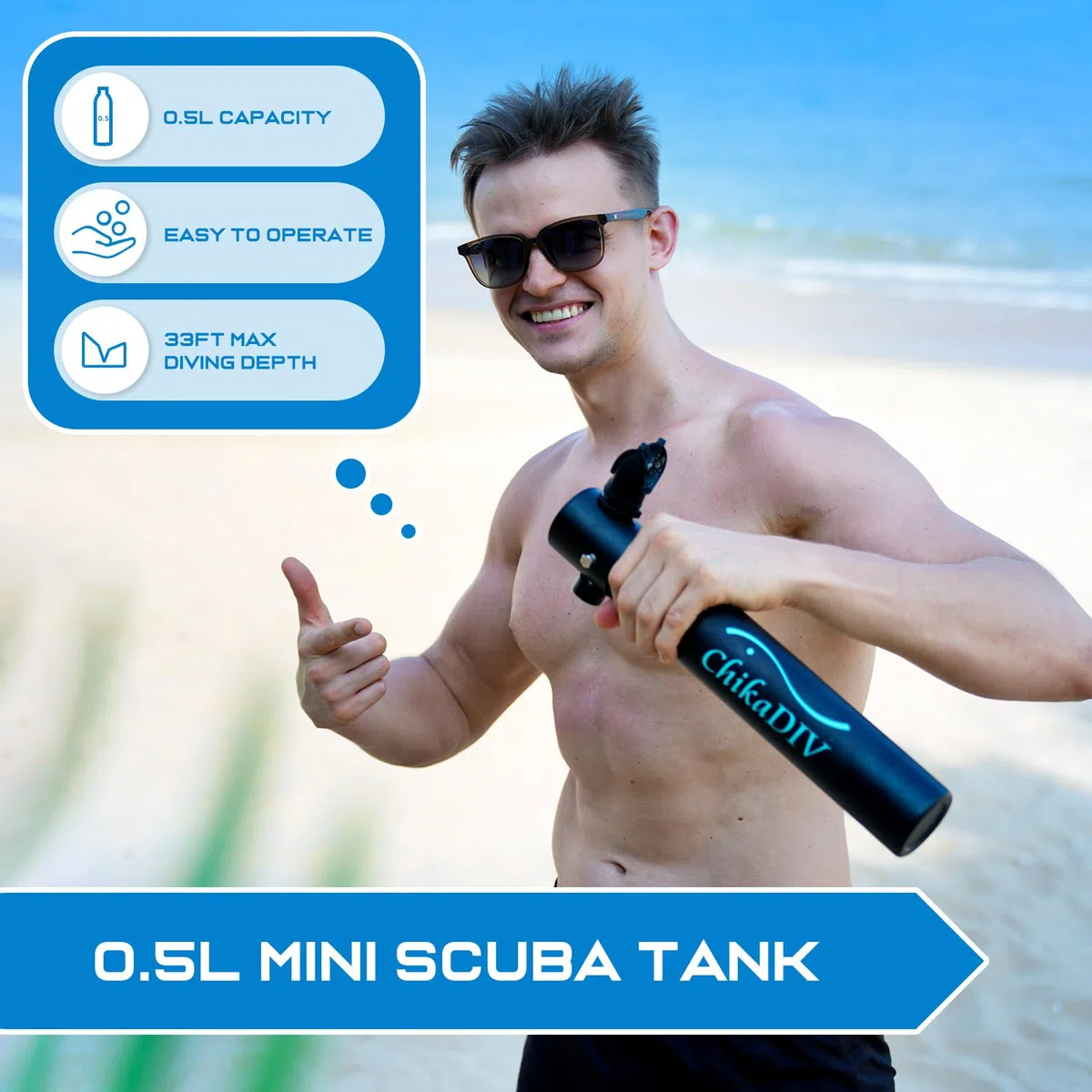 C300Plus Botella Aire Buceo 0.5L Mini Botella Buceo con Capacidad de 15 a 20 Minutos Portátil Respirador SubacuáTico para Viajes Buceo Equipo de Buceo para-Nadar Rescate
