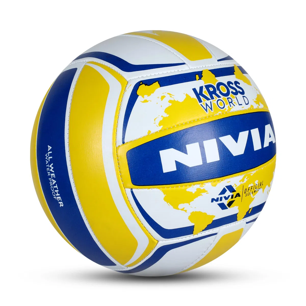 Nivia Rubber Kross World Voleibol (4, Amarillo/Azul)