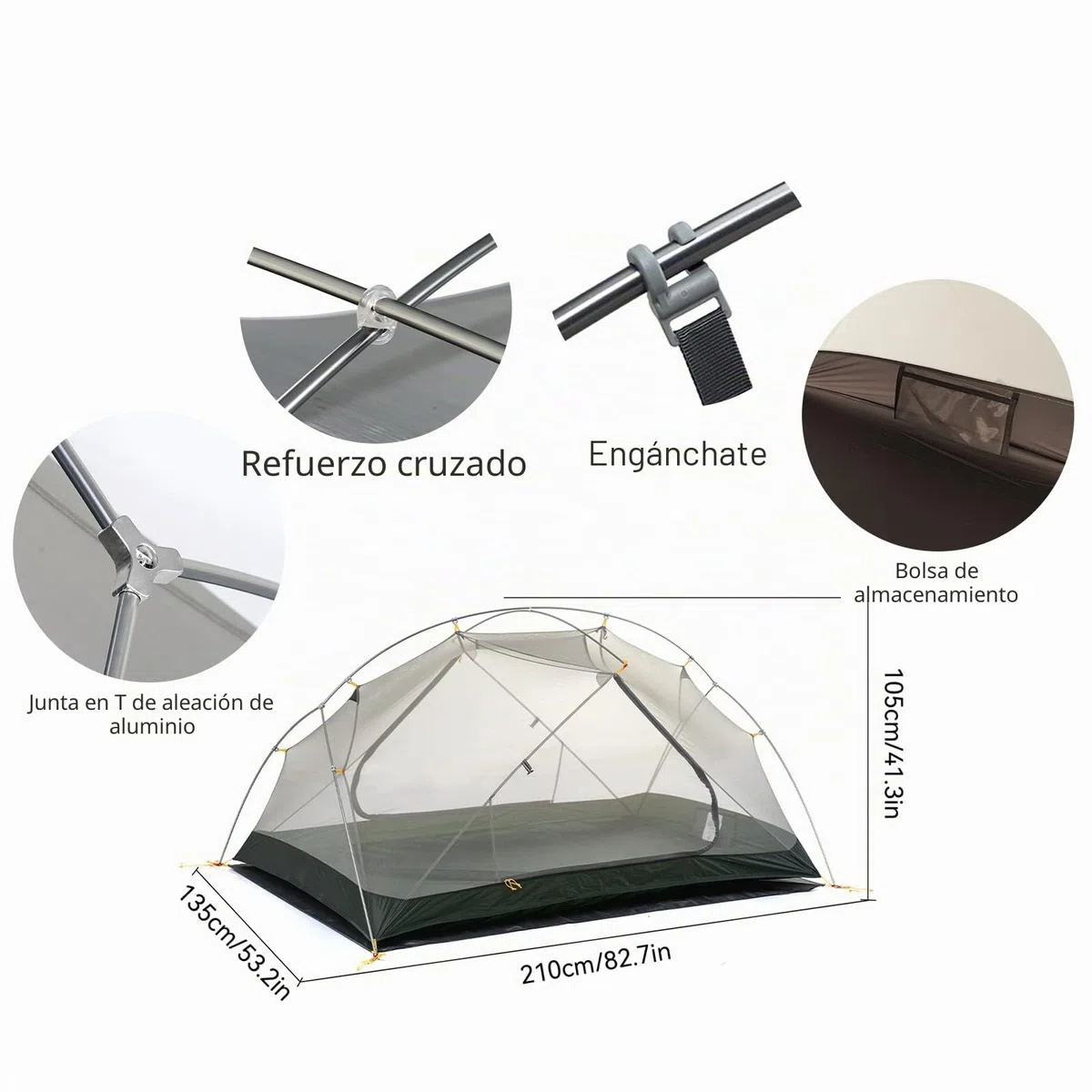 Naturehike Mongar Tienda de Mochilero de Silicona Ultraligera 20D para 2 Personas para Ciclismo, Senderismo, Acampada