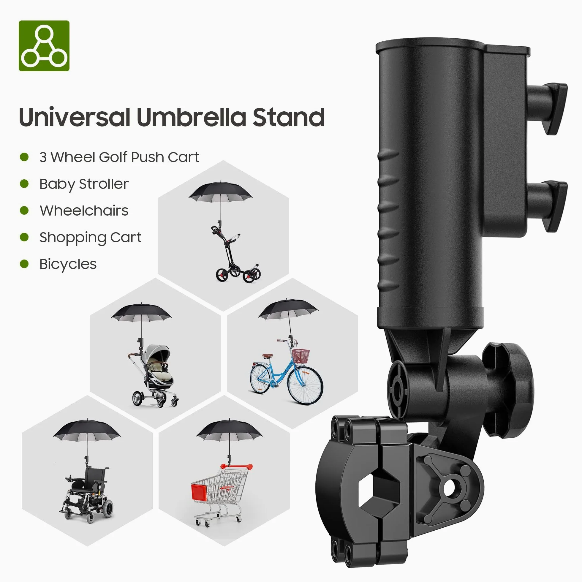 10L0L Soporte universal para sombrilla de carrito de golf resistente, Base de aleación de aluminio Golf carro paraguas abrazadera de soporte sólo se ajusta a los marcos de 0,7-1,3 pulgadas de diámetro