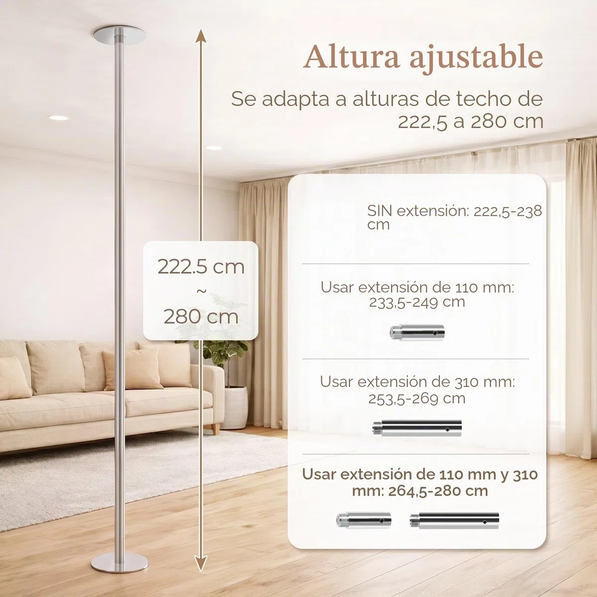 Leogreen Barra Pole Dance, Estática y Giratoria, 200 kg de Capacidad, para Hogar Club