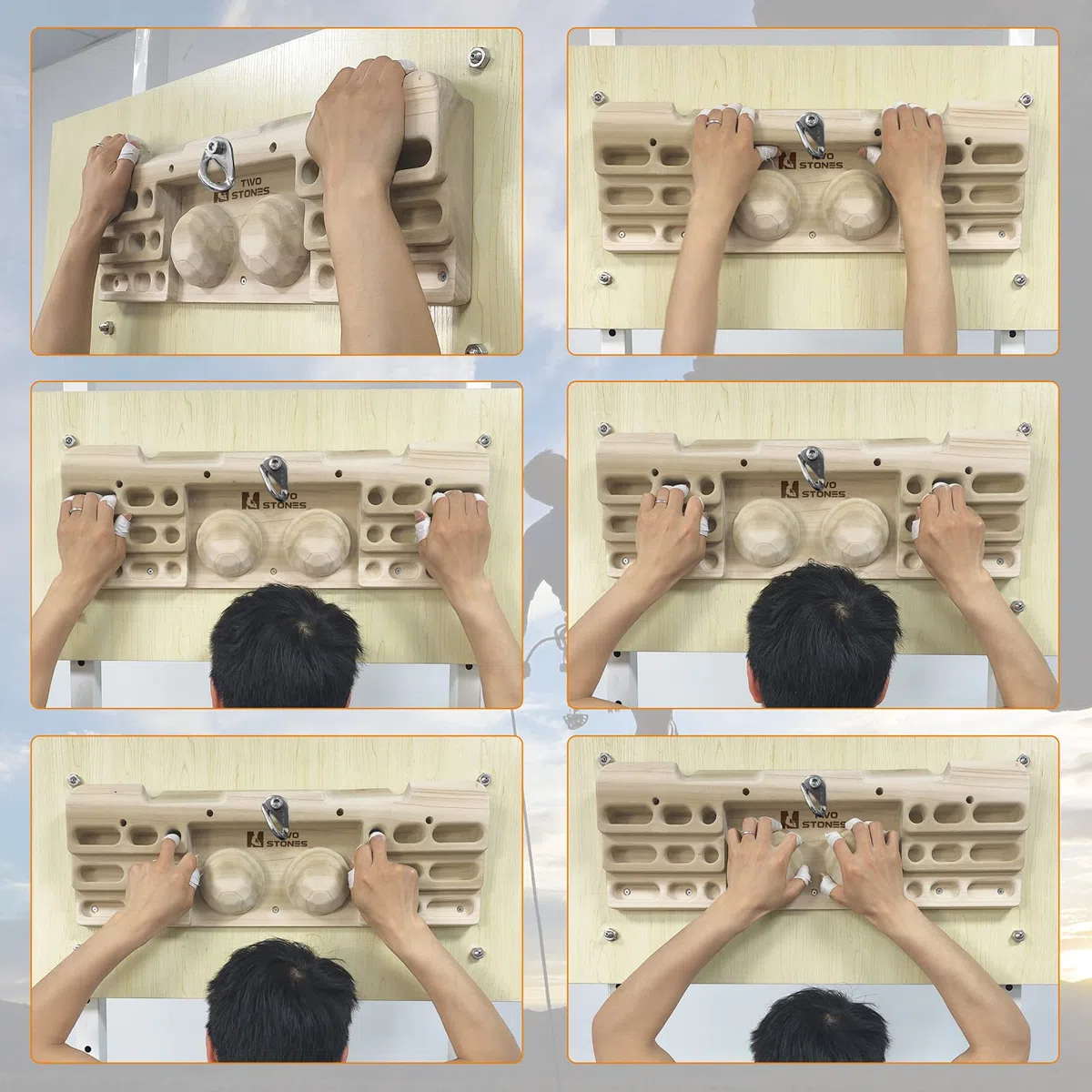 Two Stones Tabla de Entrenamiento para Escalada con Soporte para Marco de Puerta | Tabla de Entrenamiento de Escalada en Roca | Tabla Colgante para Escalada | Presas de Escalada en Roca | Regalos de