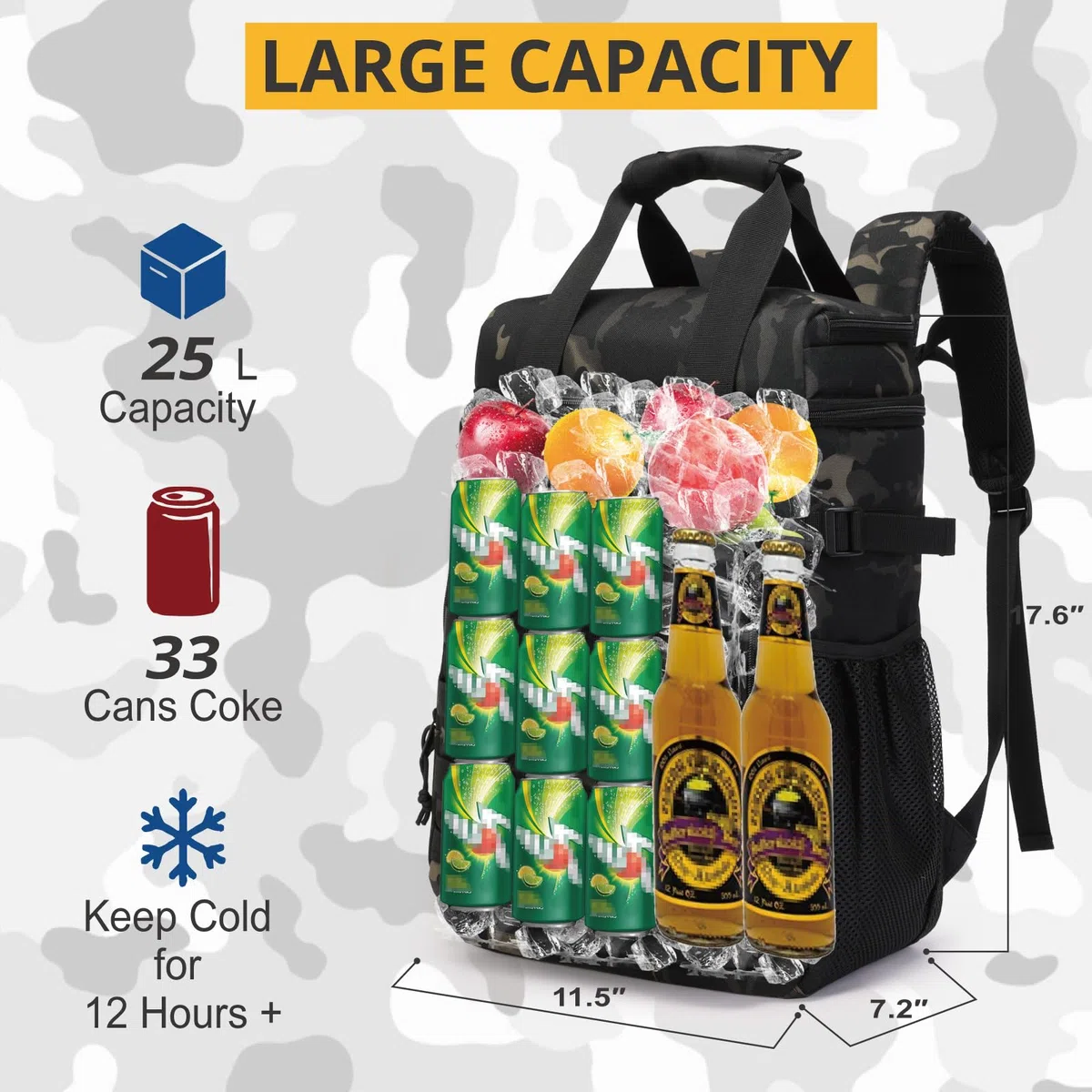 Mochila Nevera Táctica, Mochila Enfriadora Suave y Ligera a Prueba de Fugas, Bolsa Nevera Aislada, Nevera Portátil Impermeable para Playa, Viajes, Camping, Picnic y Senderismo.