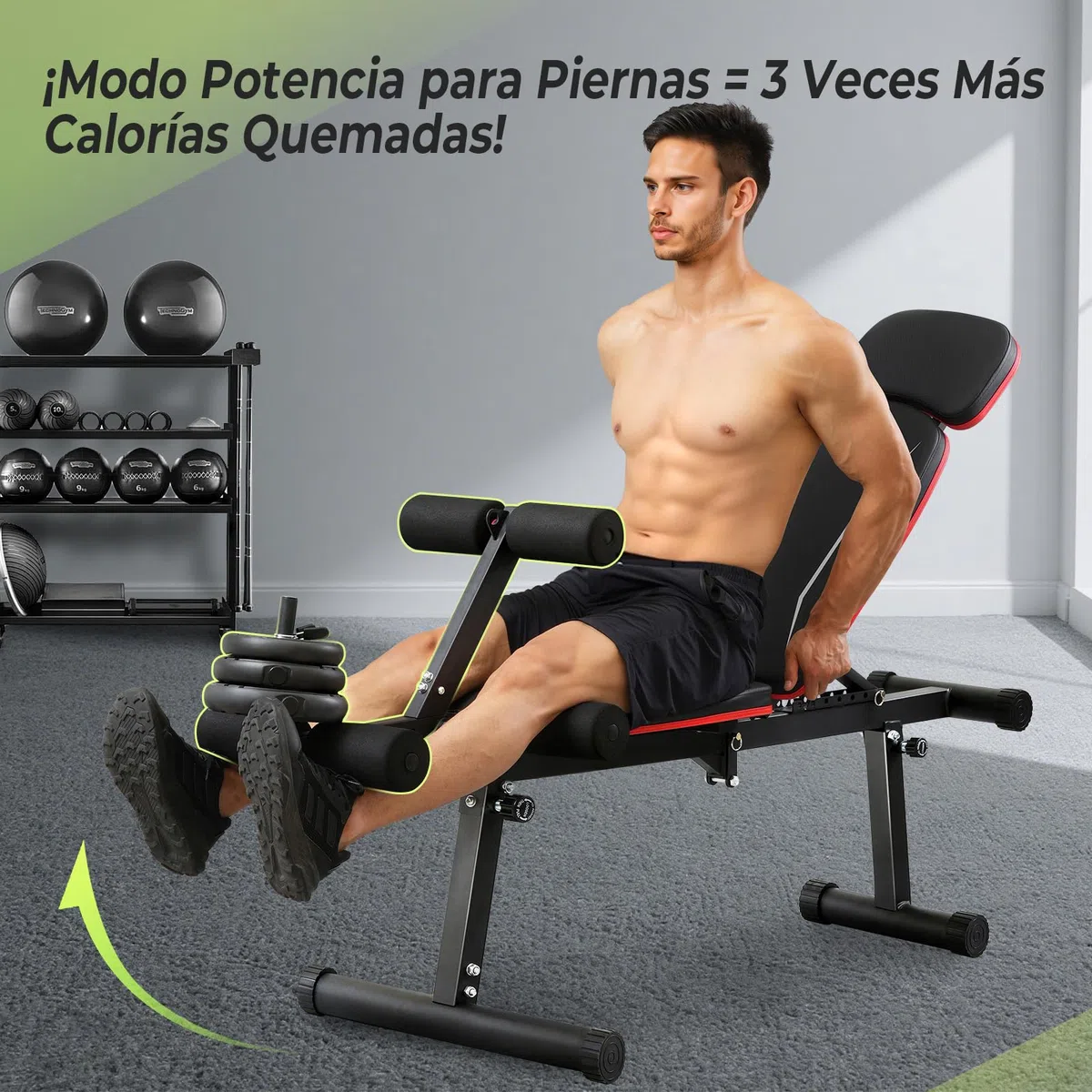 Banco de Pesas Ajustable Mejorado con Extensión de Piernas y Curl de Piernas, 9 Posiciones de Respaldo y Plegable, Banco de Entrenamiento de 544 kg para Gimnasio en Casa, Banco Plano Decline
