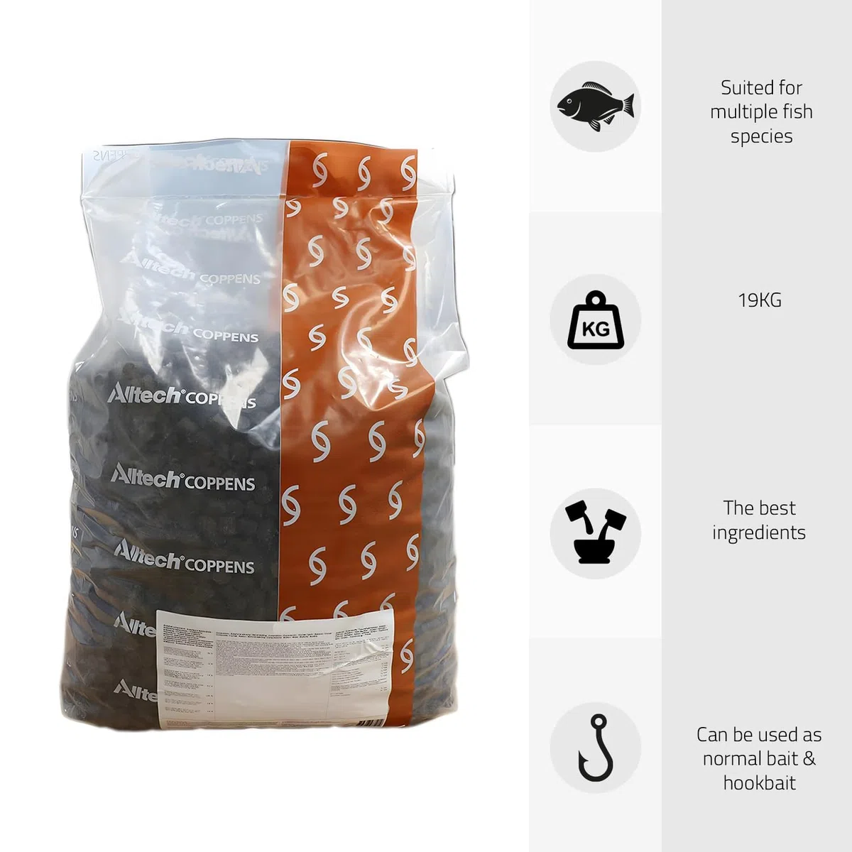 Coppens Eurocatch Halibut Base Pellets - 20mm Comida para Peces - Bolsa de 20 kg - Carpa y Bagre - Olor y Sabor Fuertes - ¡Pesca con Éxito!